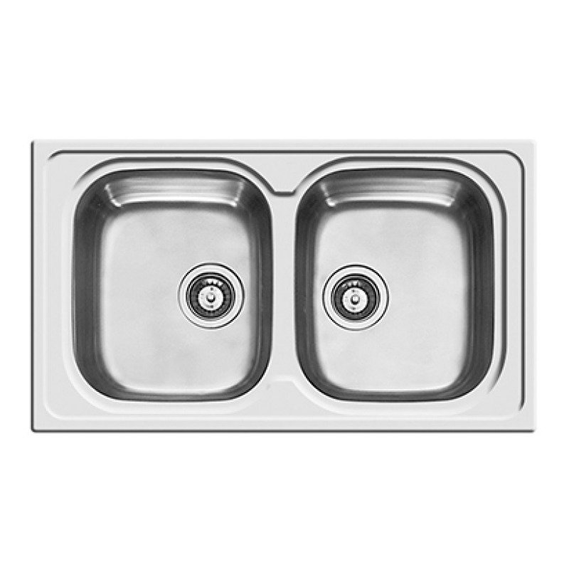 Elleci Lavello da Incasso in Acciaio Inox a Doppia Vasca Rettangolare con Foro Rubinetto